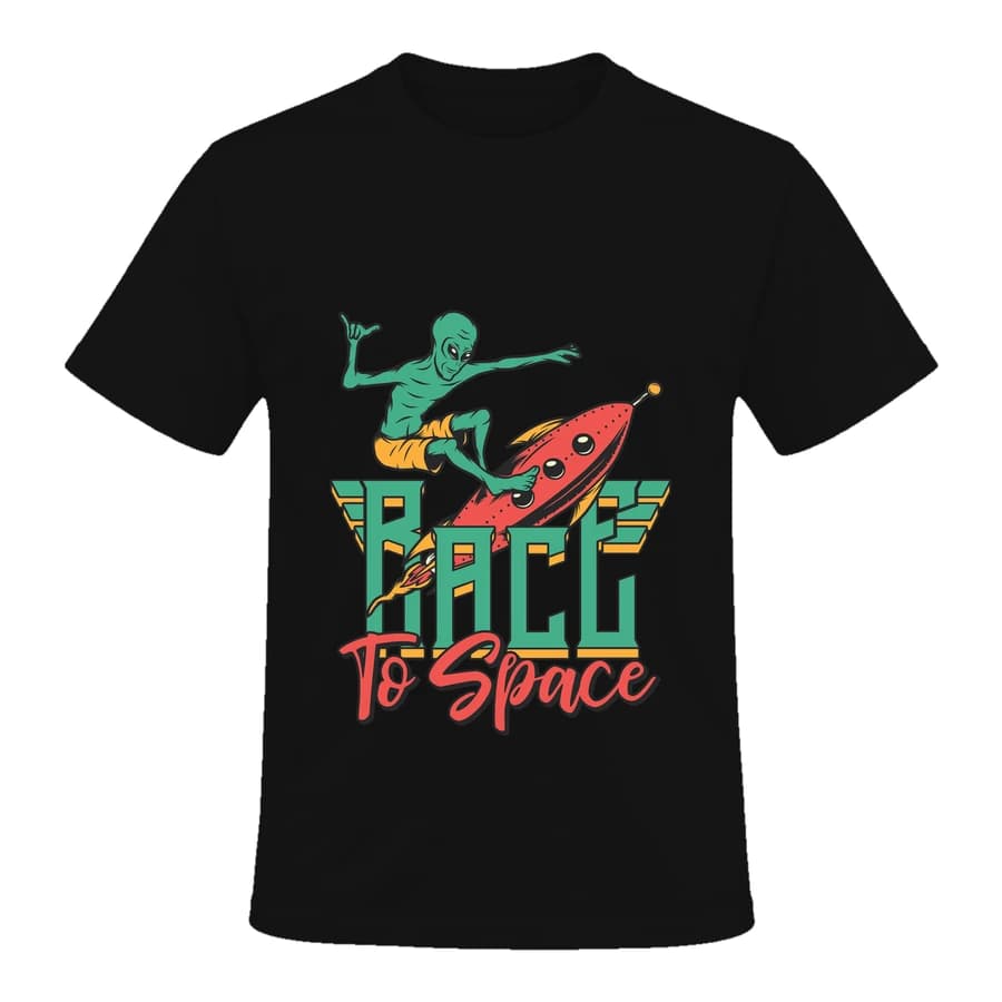T-shirt — Voyage spatial · Vers l’infini — الأمام — أسود