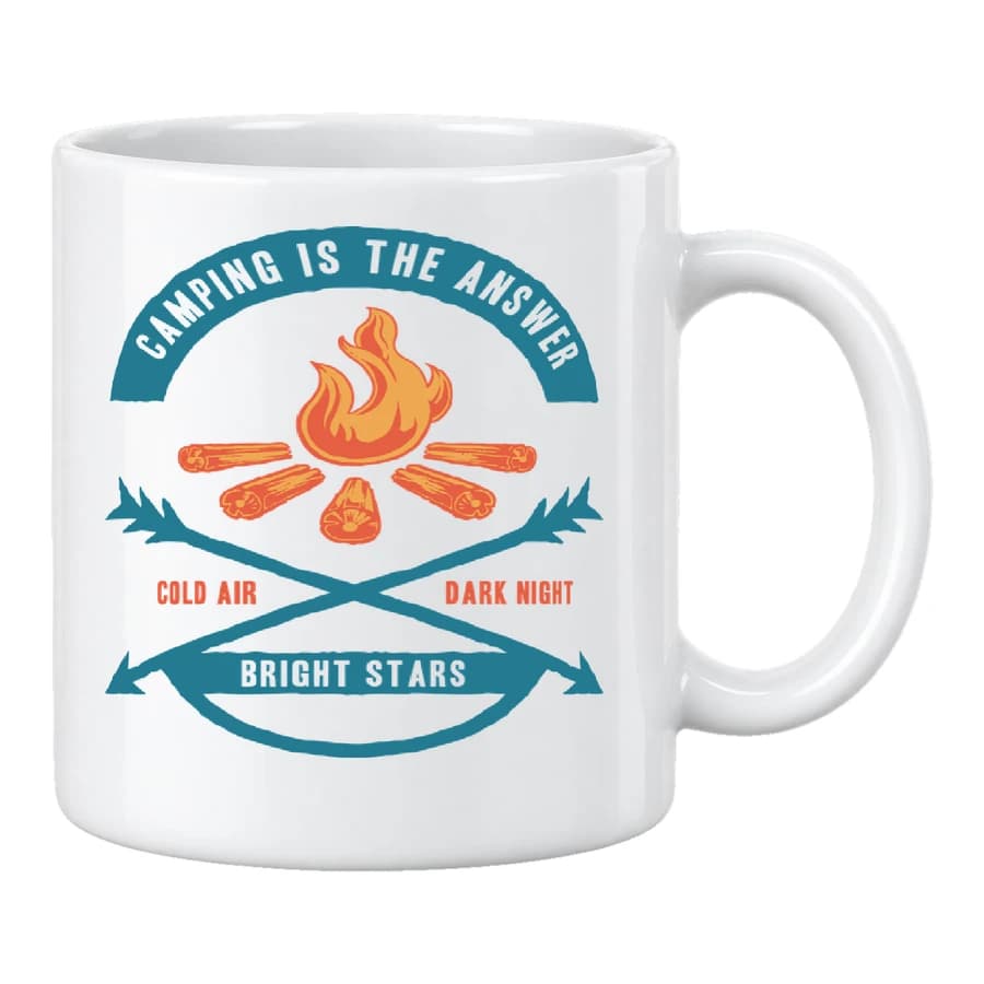 Mug — Camping Is The Answer — الأمام — أبيض