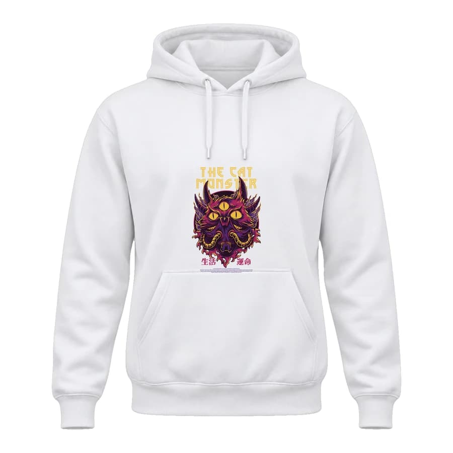 Hoodie — The cat monster — الأمام — أبيض