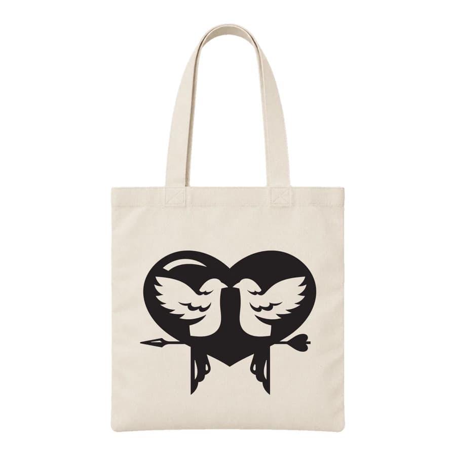 Tote bag — Cœur romantique — الأمام — طبيعي