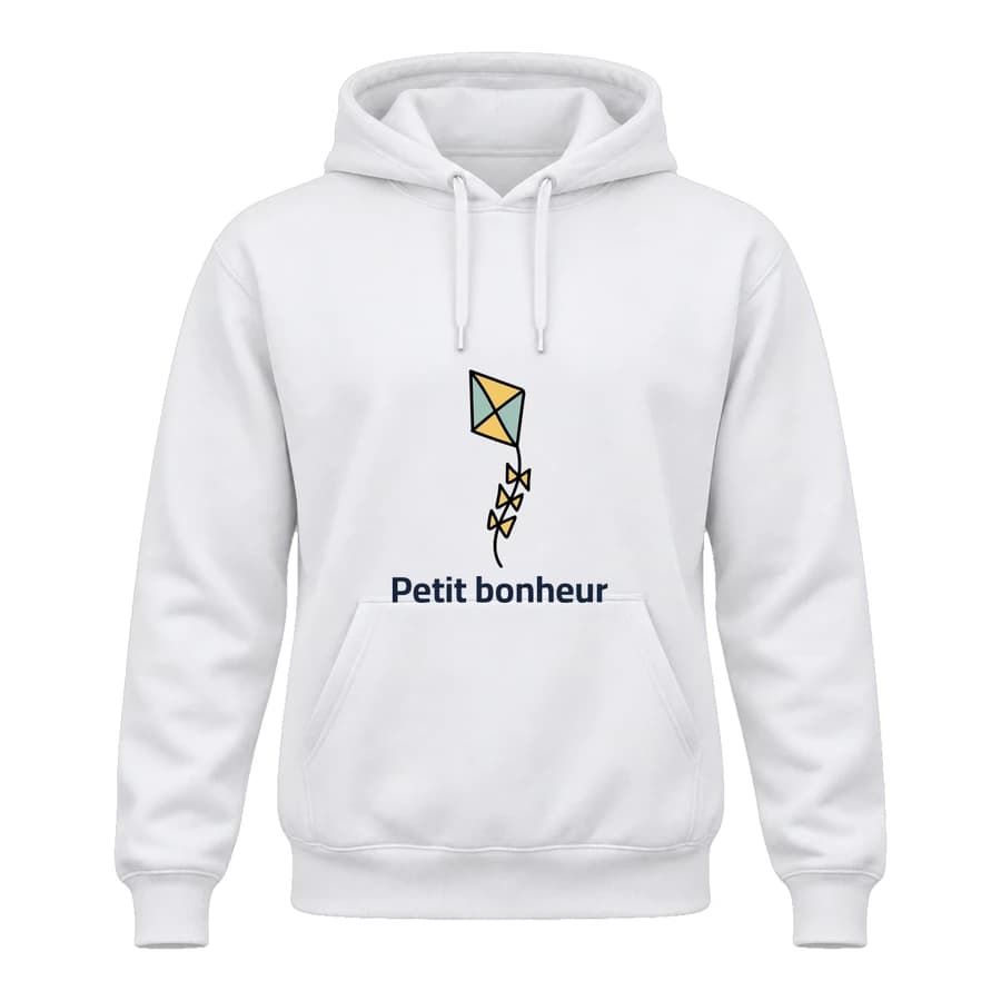 Hoodie — Cerf-volant — الأمام — أبيض